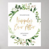 グリーン結婚金ゴールドの歓迎サインが楽しく ポスター (正面)