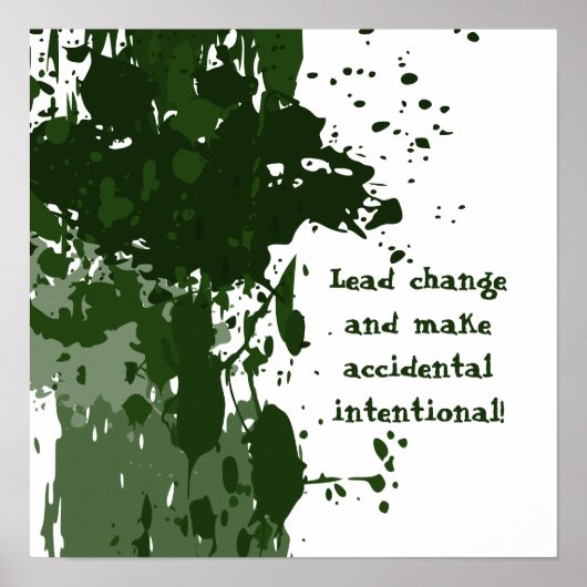 グリーン絵を描やる気を起こさせる（ばちゃばちゃ）跳ねる ポスター (正面)