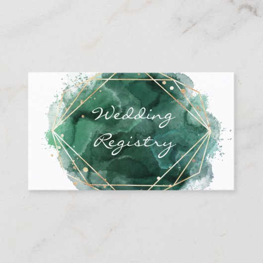 グリーン絵を描金ゴールドの結婚レジストリエンクロージャカード 名刺 (正面)