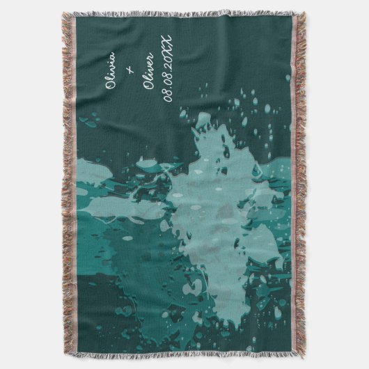 グリーン絵を描(ばちゃばちゃ)跳ねる屋外ウェディングパーティーブランケット スローブランケット (正面縦)