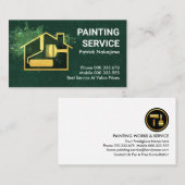 グリーン絵を描(ばちゃばちゃ)跳ねる金ゴールドホームブラシ 名刺 (正面/裏面)