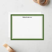 グリーン縁どクラシックパーソナライズされた ノートカード (正面/裏面インサイチュ)