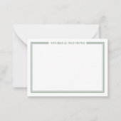 グリーン縁どミニマリスト名モノグラム ノートカード (正面)