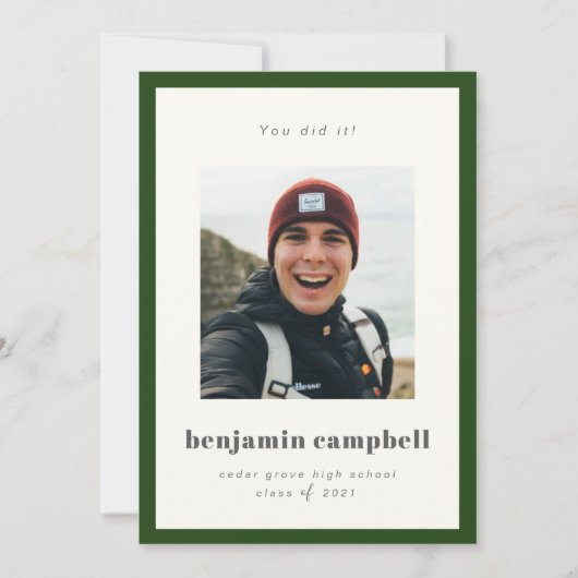 グリーン縁ど卒業発表 招待状 (正面)