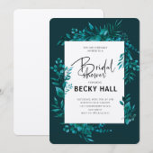グリーン縁取りのウェディングシャワー招待状 招待状 (正面/裏面)