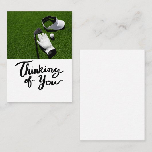 グリーン考えグラスの上のゴルフ ノートカード (正面/裏面)