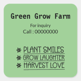 グリーン育て連絡畑no.スクエア照会ステッカー スクエアシール
