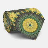 グリーン自然とイエローマンダラ万華鏡のように千変万化するパターン ネクタイ (ロール)