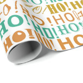 グリーン自然オレンジと金ゴールドクリスマスHO!ホー！ホー！ ラッピングペーパー (ロールコーナー)