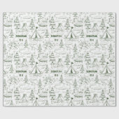 グリーン自然ツリーズモアキャンプファイヤーキャンプ誕生日 ラッピングペーパー (フラット)