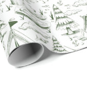 グリーン自然ツリーズモアキャンプファイヤーキャンプ誕生日 ラッピングペーパー (ロールコーナー)