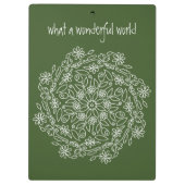 グリーン自然フローラマンダラアートドゥードルフラワー クリップボード (裏面)