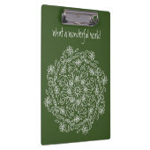 グリーン自然フローラマンダラアートドゥードルフラワー クリップボード (右)