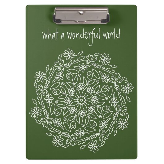 グリーン自然フローラマンダラアートドゥードルフラワー クリップボード (正面)
