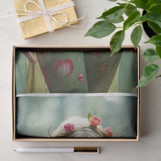 グリーン自然妖精の森のデクページ紙 薄葉紙 (ギフト)