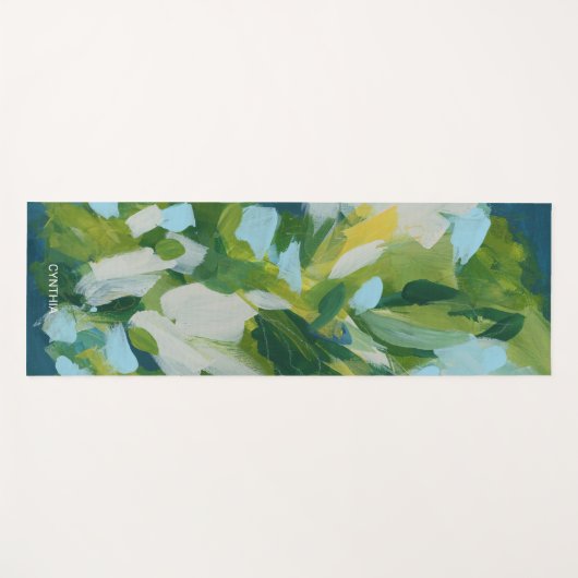 グリーン自然抽象芸術表現主義 ヨガマット (正面(横))