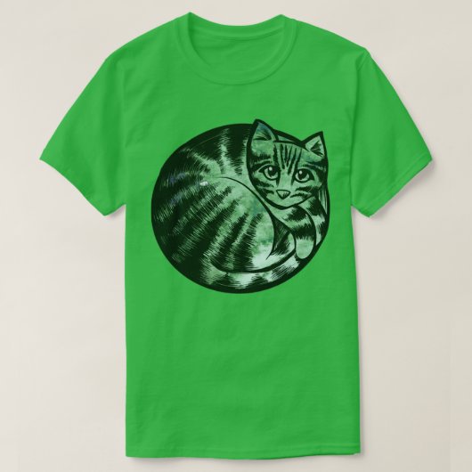 グリーン自然猫 Tシャツ (デザイン正面)
