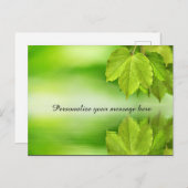 グリーン自然葉ズデパーソナライズされたュー 案内ポストカード (正面/裏面)