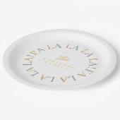 グリーン自然金ゴールドクリスマスFa La La ID1009 ペーパープレート (アングル)