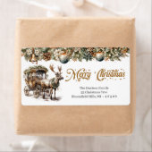 グリーン自然金ゴールドトナカイとキャリッジをトーン ラベル (インサイチュ)