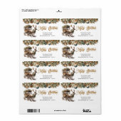 グリーン自然金ゴールドトナカイとキャリッジをトーン ラベル (フルシート)