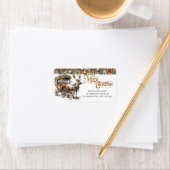 グリーン自然金ゴールドトナカイとキャリッジをトーン ラベル (インサイチュ)