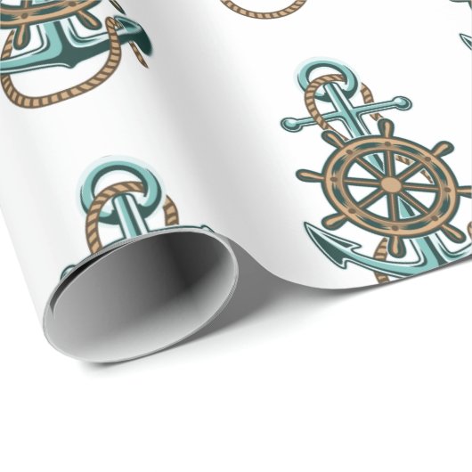 グリーン航海のいかりボート海洋テーマ ラッピングペーパー (ロールコーナー)