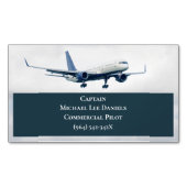グリーン航空機機長パイロット飛行機スカイ マグネット名刺 (正面)