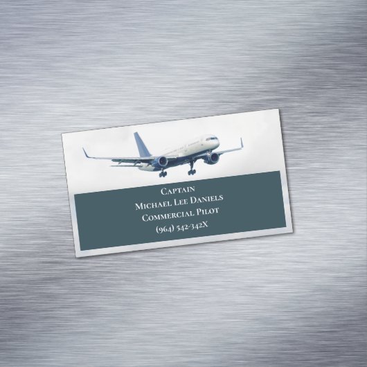 グリーン航空機機長パイロット飛行機スカイ マグネット名刺 (インサイチュ)