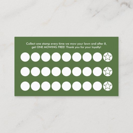 グリーン芝刈りロイヤリティ ロイヤリティカード (裏面)