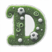 グリーン芝生のD字トップイアリーサッカーボール シール (正面)