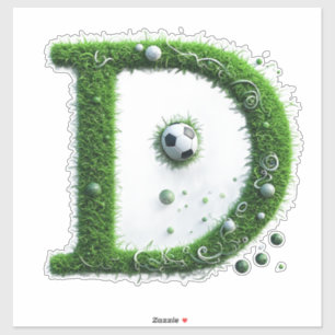 グリーン芝生のD字トップイアリー サッカーボール付き シール