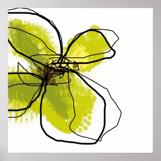 グリーン花びらアートプリント ポスター (正面)