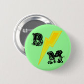 グリーン花婿介添人稲妻ボルトピン 缶バッジ (正面&裏面)