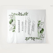 グリーン花柄の退職パーティー写真用背景 タペストリー (正面(横))