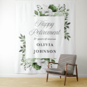 グリーン花柄の退職パーティー写真用背景 タペストリー (インサイチュ)