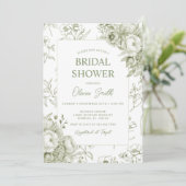 グリーン花柄ヴィンテージ シノワーズリー ブライダルシャワー 招待状 (スタンド正面)