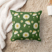 グリーン花模様ズファームハウスデコールデイジー装飾用クッション クッション (ブランケット)