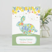 グリーン芸術的ハッピーイースターフローラバニーラビット シーズンカード (スタンド正面)