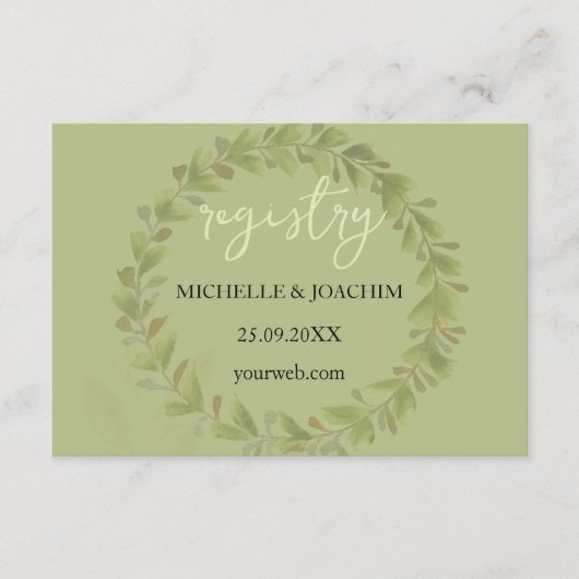 グリーン芸術的リースウォーターカラーアート エンクロージャーカード (正面)