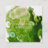 グリーン芸術的抽象芸術ウォーターカラーアート スクエア名刺 (正面)