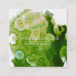 グリーン芸術的抽象芸術ウォーターカラーアート スクエア名刺