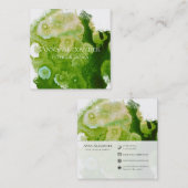 グリーン芸術的抽象芸術ウォーターカラーアート スクエア名刺 (正面/裏面)