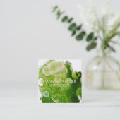 グリーン芸術的抽象芸術ウォーターカラーアート スクエア名刺 (スタンド正面)