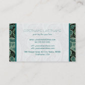 グリーン華美とブラックのペイズリーレーステンプレート 名刺 (裏面)