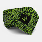 グリーン華美&ブラックアラベスクモノグラム ネクタイ (ロール)