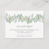 グリーン葉とレッドベリーの名刺 エンクロージャーカード (正面)