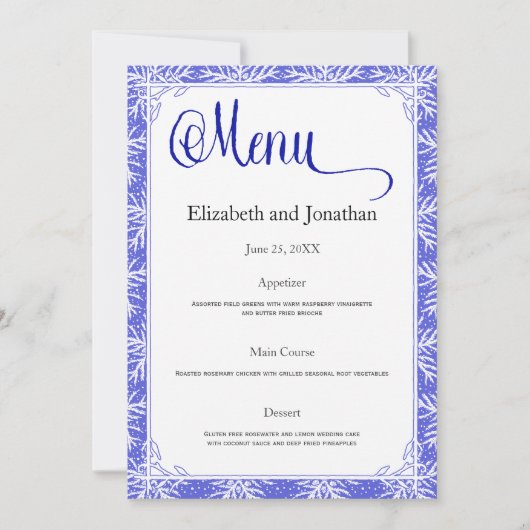 グリーン葉ウェディングレセプションメニューカード 招待状 (正面)