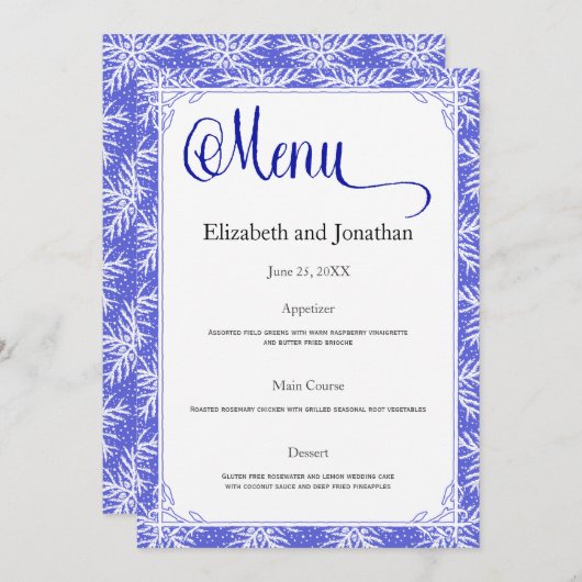 グリーン葉ウェディングレセプションメニューカード 招待状 (正面/裏面)