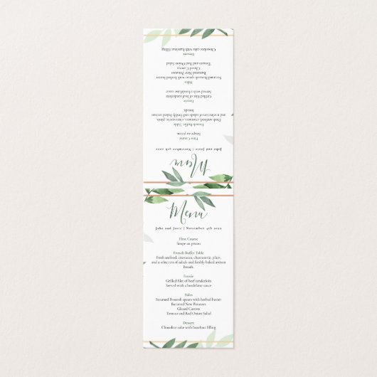 グリーン葉ウェディング受付メニューテーブルトップ (外部フラット)